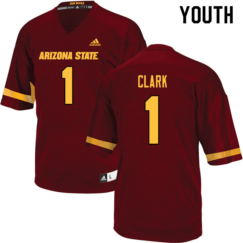 Youth #1 Jordan Clark Arizona State Sun Devils College Football Jerseys Sale-Maroon
